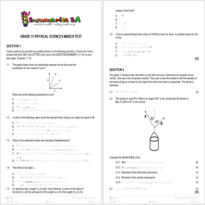 Grade Physical Science Ps March Paper And Memo Classroom