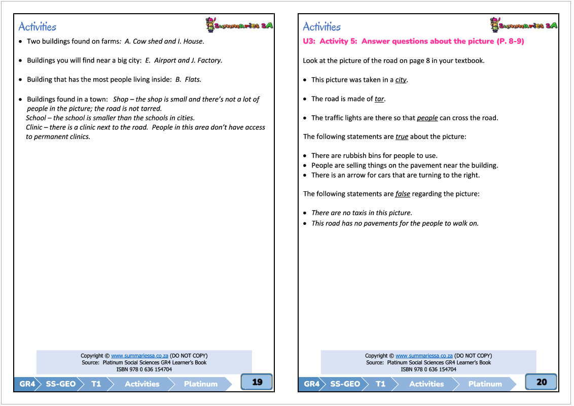 Grade 4 Social Sciences (SS) (Geography & History) Term 1 (Platinum ...