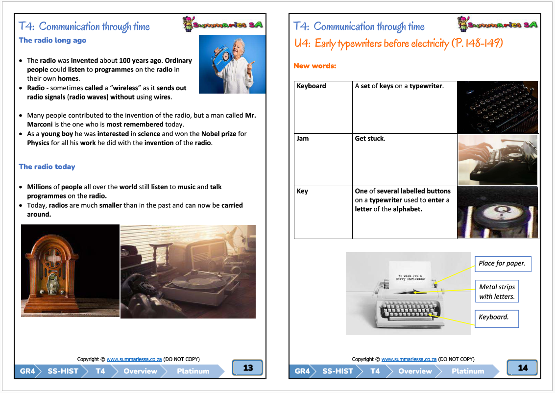 Grade 4 Social Sciences (SS) (Geography & History) Term 4 (Platinum ...