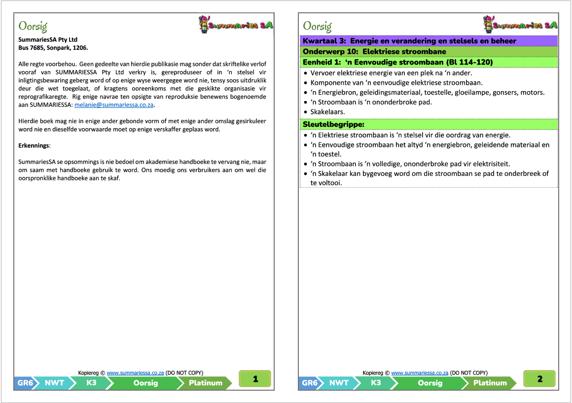 Graad 6 Natuurwetenskappe en Tegnologie (NWT) Kwartaal 3 (Platinum Handboek) - Opsommings - Image 2