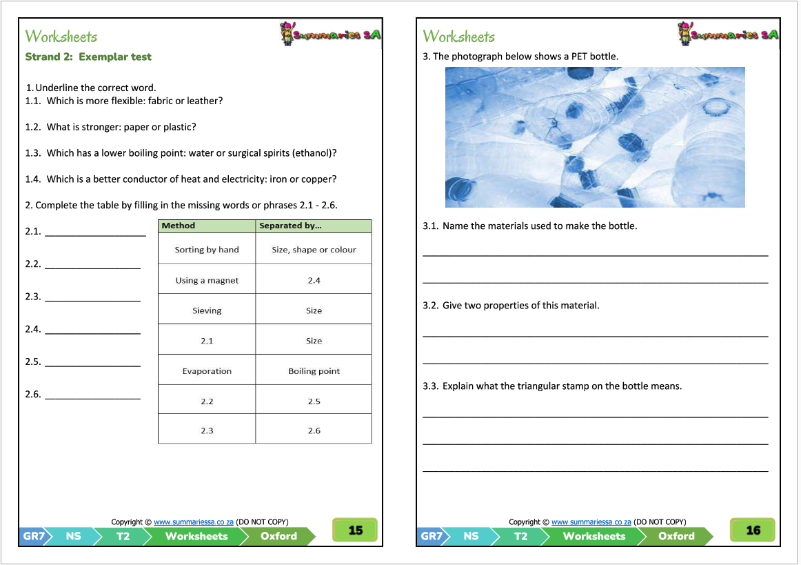 Grade 7 Natural Science (NS) Term 2 (Oxford) – Activties and Worksheets ...