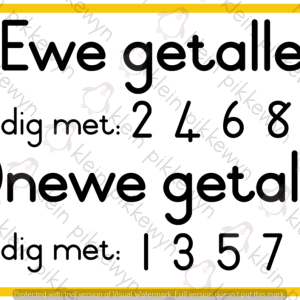 Ewe en Onewe Getalle (wit)