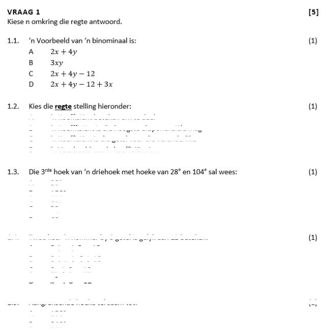 Graad 8 Wiskunde September Eksamen en memo - 2023 - Image 2