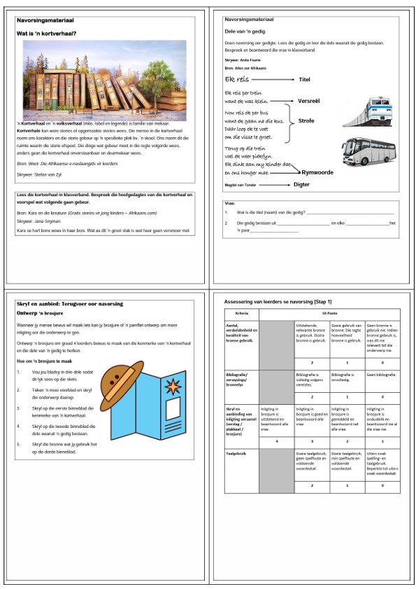 Afrikaans Ht Graad Kwartaal Kreatiewe Skryfprojek Classroom