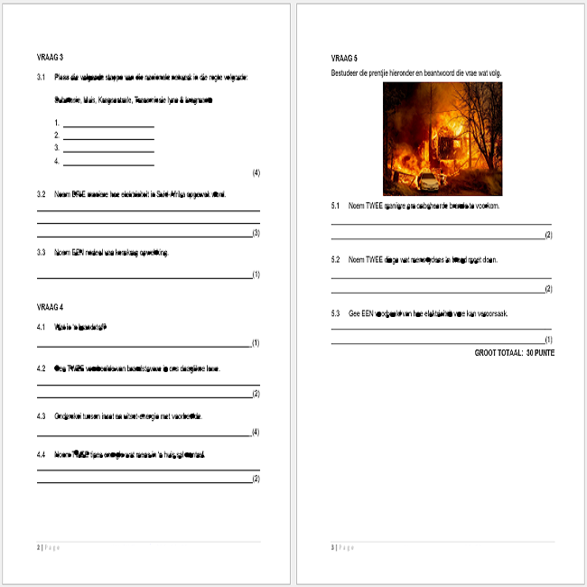 Graad 5 Natuurwetenskappe (NW) September Eksamen & Memo - 2023