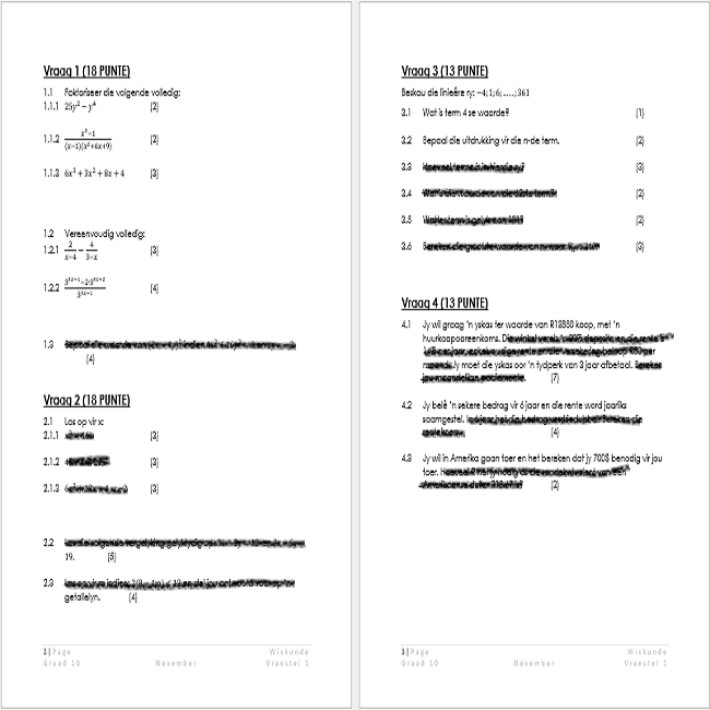 Grade 10 Mathematics November Paper 1 and Memo - 2023