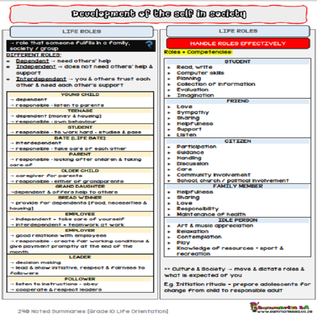 Grade 10 Life Orientation Term 1 4 Summaries Classroom101   Grade 10 Life Orientation LO Development Of The Self In Society T1 T4 2 
