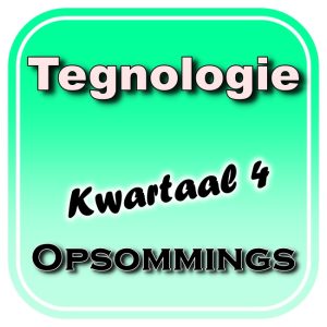Graad 8 Tegnologie Kwartaal 4 Opsommings