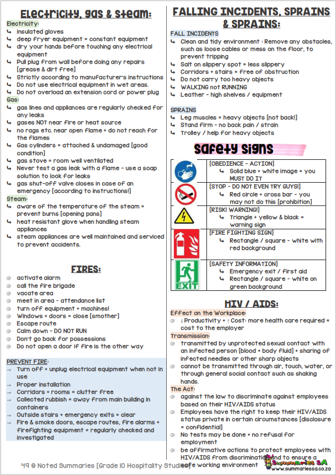 Grade 10 Hospitality Studies (HS) Summaries Term 1 - 4 (FOCUS) - Image 11
