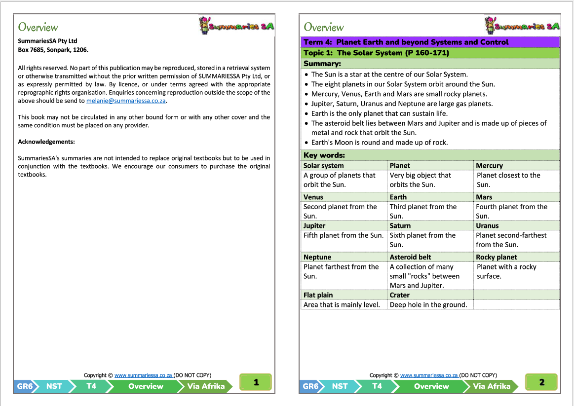 Grade 6 Natural Sciences & Technology (NST) Term 4 (Via Afrika) - Summaries - Image 2