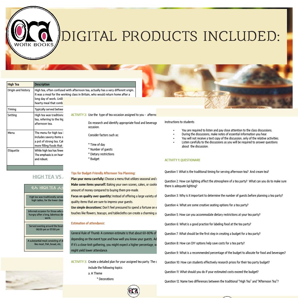 Hospitality - Menu Planning - Grade 10-12 - Special Teas - Image 3