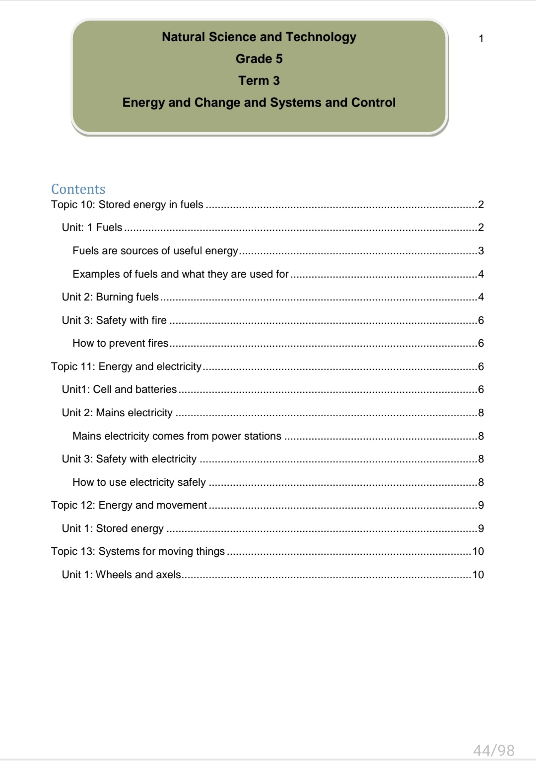 Grade 5 Natural Sciences and Technology Guide - Classroom101