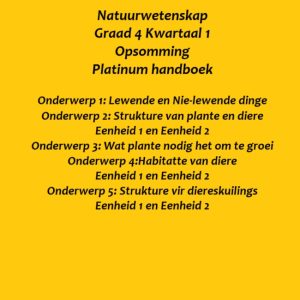 Natuurwetenskap Graad 4 Kwartaal 1 Opsomming Platinum handboek