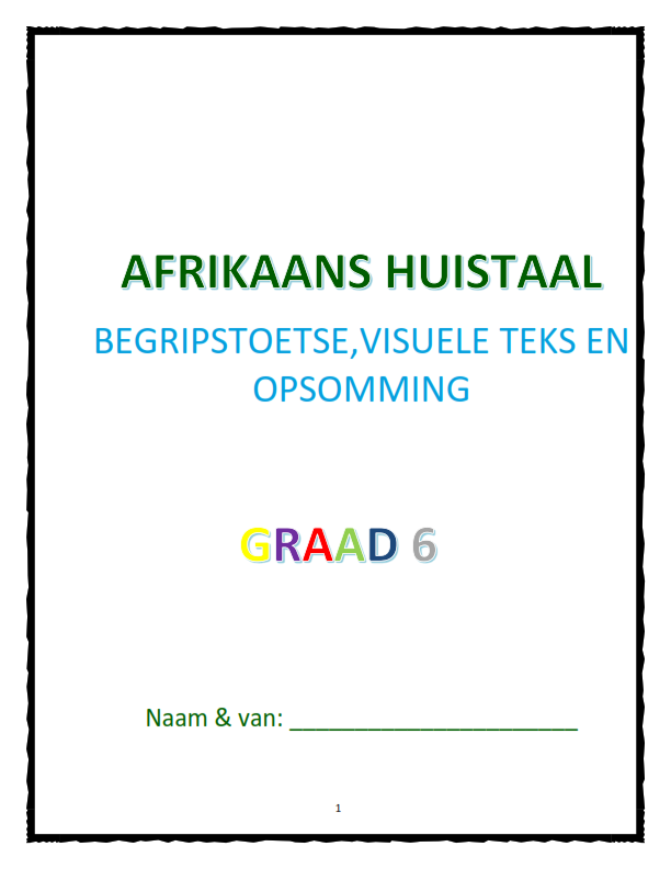 Graad 6 Afrikaans Huistaal (AFR HT) Begripstoets Werkboek 2025 - Image 2