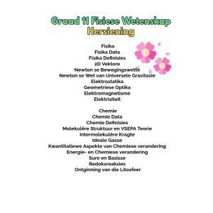 Graad 11 Fisiese Wetenskap Hersiening (Fisika en Chemie)