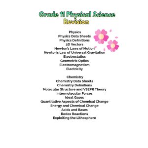 Grade 11 Physical Science Revision (Physics and Chemistry)