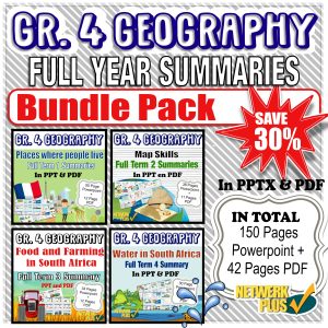 Gr. 4 Geography Bundle Term 1 to 4: PDF Summary and Full Powerpoint presentations