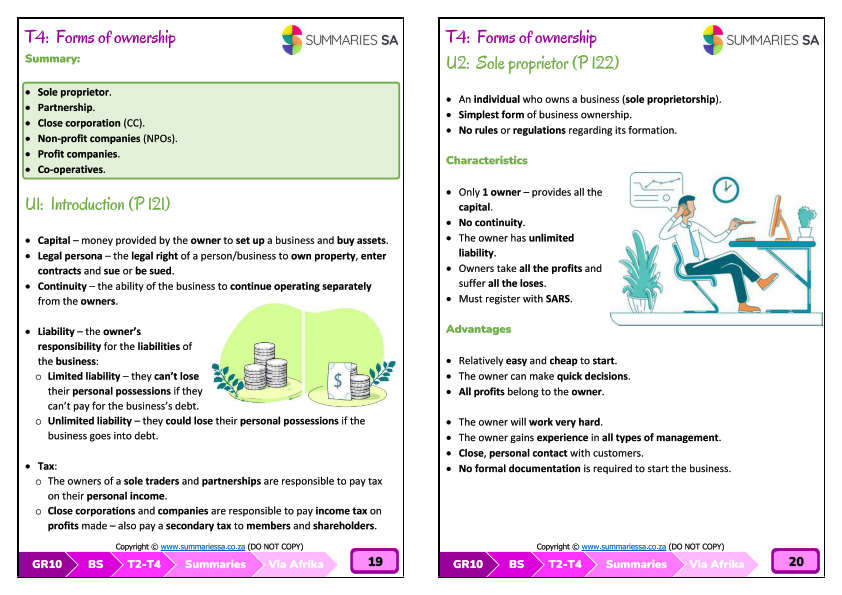 Grade 10 Business Studies Summaries Term 2 (Via Afrika) - Image 2