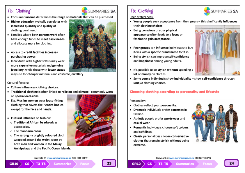 Grade 10 Consumer Studies Term 3 Summaries (Focus) - Image 2