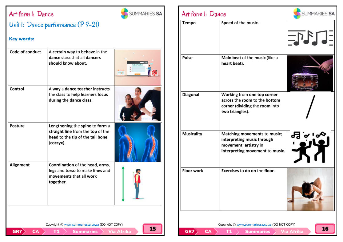 Grade 7 Creative Arts (CA) Term 1 (Top Class) - Only Summaries - Image 4
