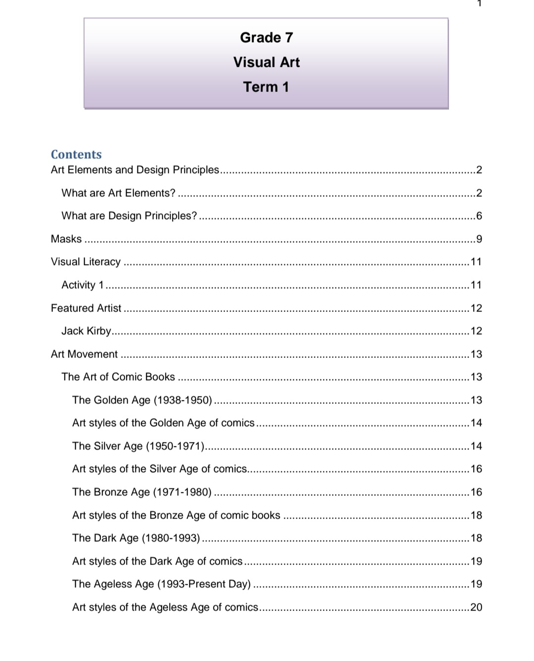 Grade 7 Visual Arts Summary (Term 1 - 4) - Image 2
