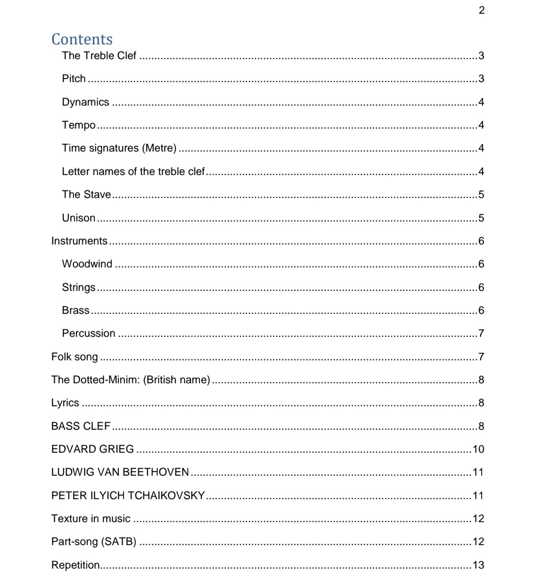 Grade 7 Music Literacy Summary (Term 1 - 4) - Image 6