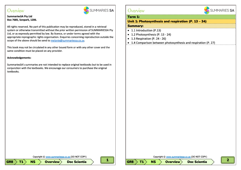 Grade 8 Natural Sciences (NS) Summaries - Term 1 (Doc Scientia) - Image 2
