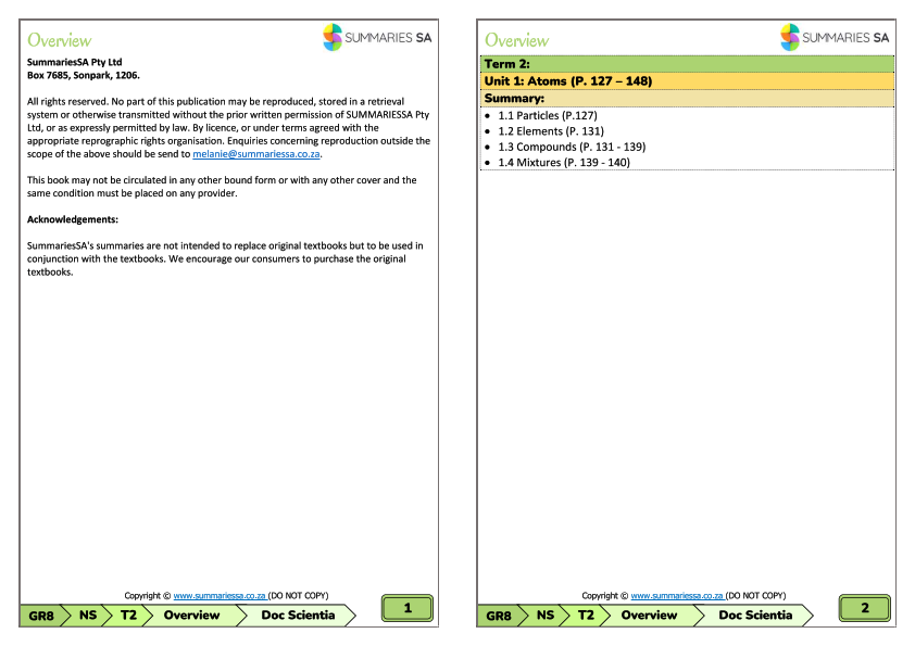 Grade 8 Natural Sciences Term 2 Summaries (Doc Scientia)