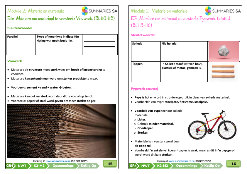 Graad 4 Natuurwetenskappe en Tegnologie (NWT) Kwartaal 2 (Kollig Op) - Opsommings Alleen - Image 4