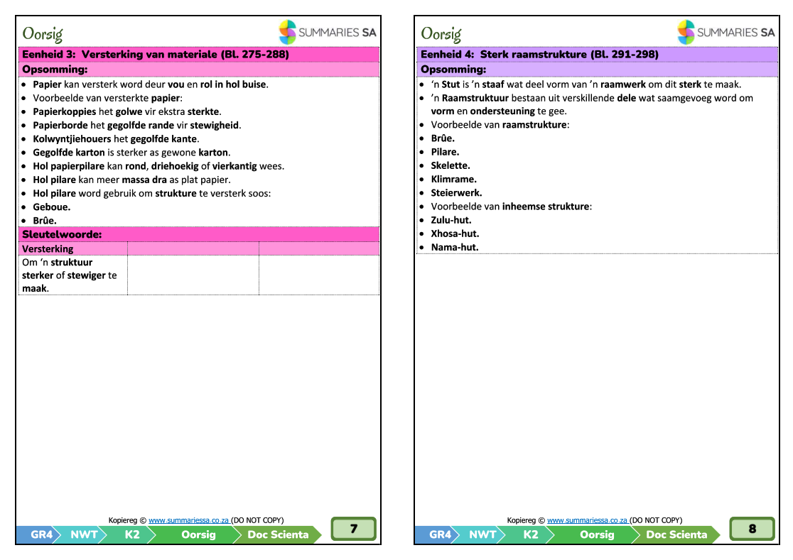 Graad 4 Natuurwetenskappe en Tegnologie (NWT) Opsommings - Kwartaal 2 (Doc Scientia) - Image 3