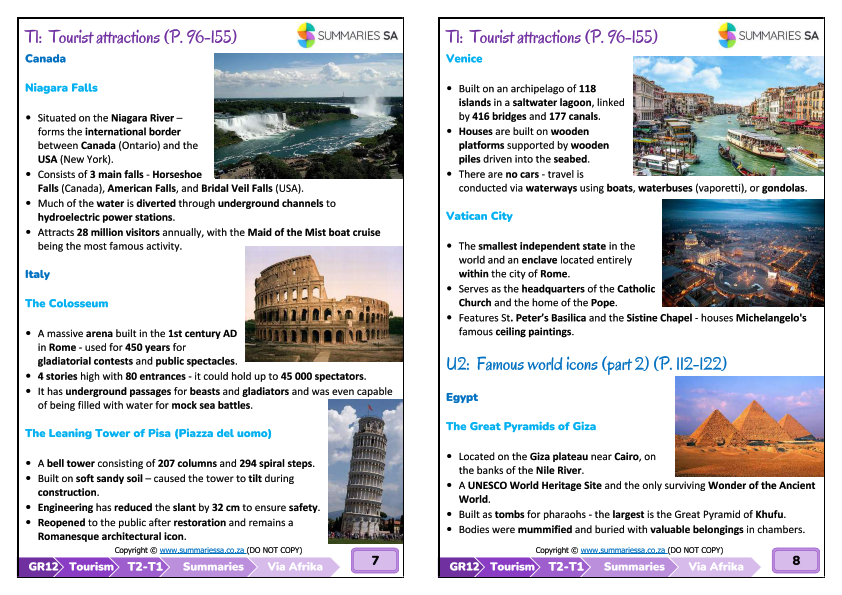 Grade 12 Tourism Term 2 Summaries (Via Afrika) - Image 5