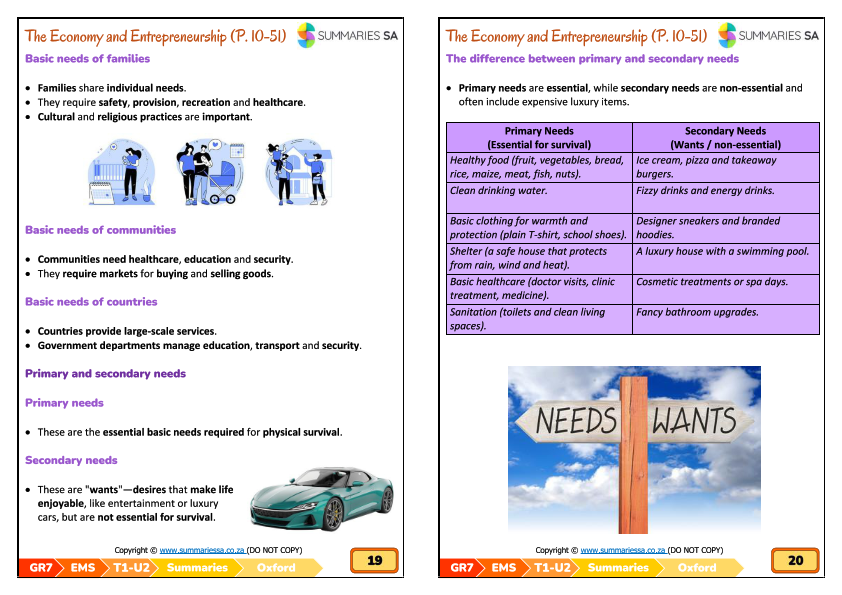 Grade 7 Oxford Headstart Grade 7 EMS Summaries