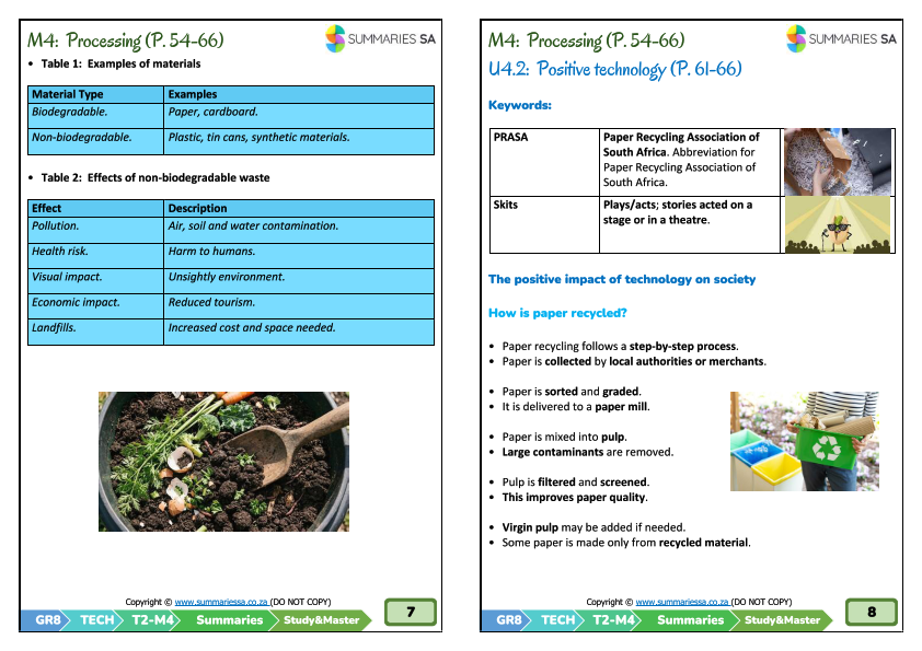 Grade 8 TECH Summaries Term 2 Study and Master CAPS PDF | Classroom101
