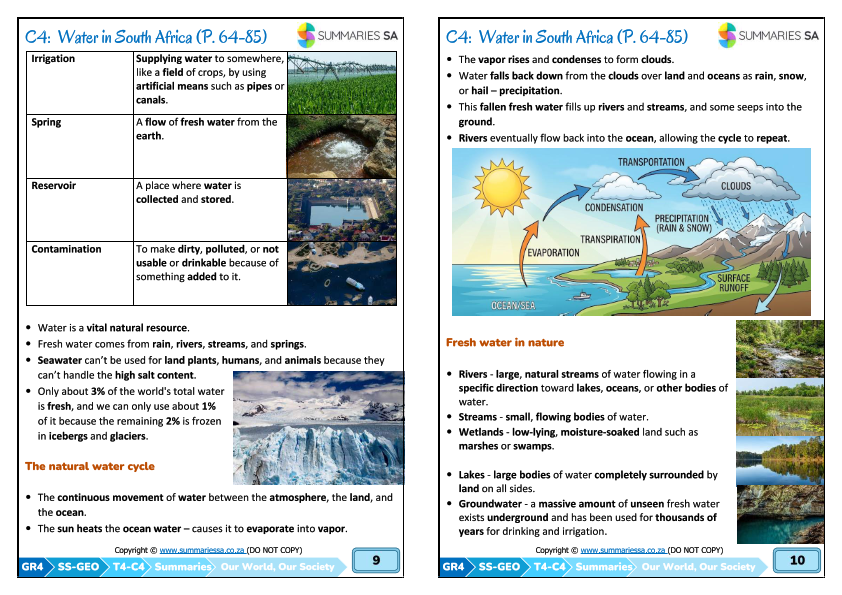 Grade 4 Social Sciences (SS) (Geography & History) Term 4 (Our World, Our Society) Summaries - Image 4