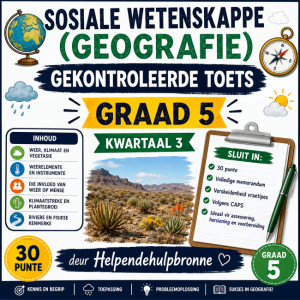 Graad 5 Sosiale Wetenskappe: Geografie Kwartaal 3 Assessment & Memorandum (CAPS)
